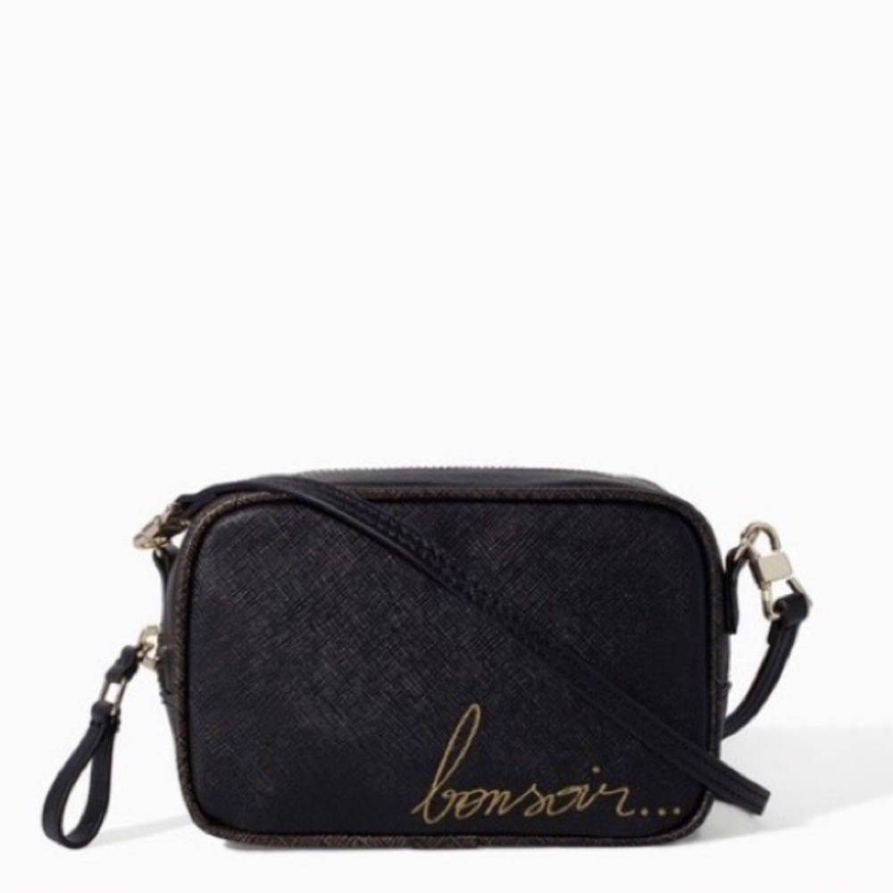 Zara Black Leather Bonsoir Crossbody purse